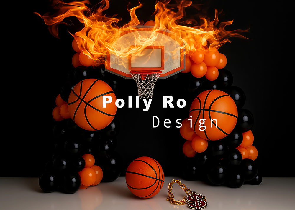 Avezano Flame Basketball Birthday Photography Backdrop Designed By Polly Ro Design