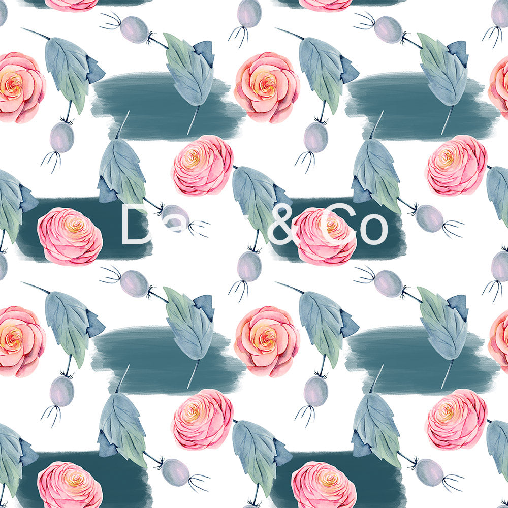 Avezano Paintings of Roses and Leaves Backdrop Designed By Danyelle Pinnington