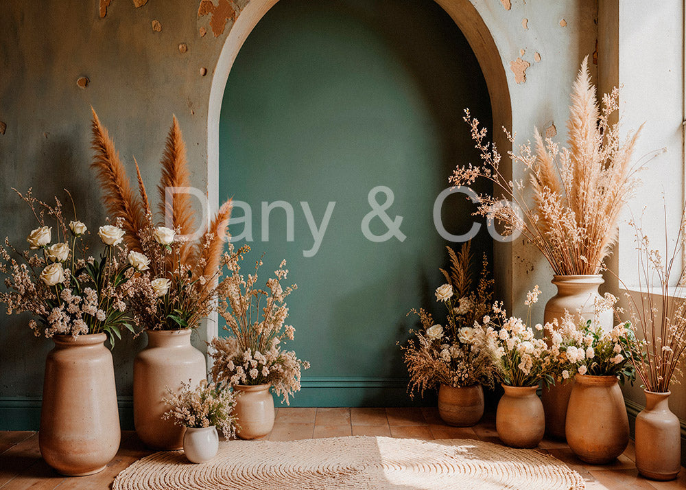 Avezano Bohemian Arches and Earthenware Jars Backdrop Designed By Danyelle Pinnington