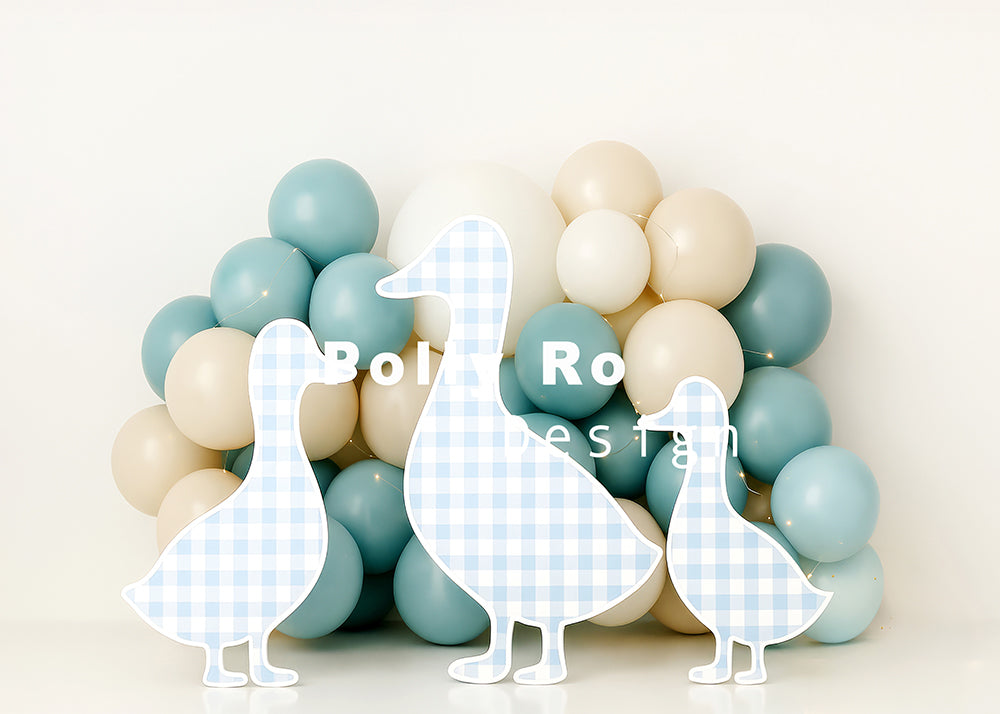 Avezano Farm Duck Blue Beige Balloon Photography Backdrop Designed By Polly Ro Design