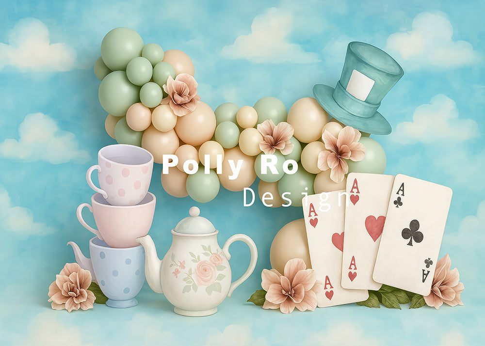 Avezano Alice in Wonderland - Inspired Tea Party Photography Backdrop Designed By Polly Ro Design