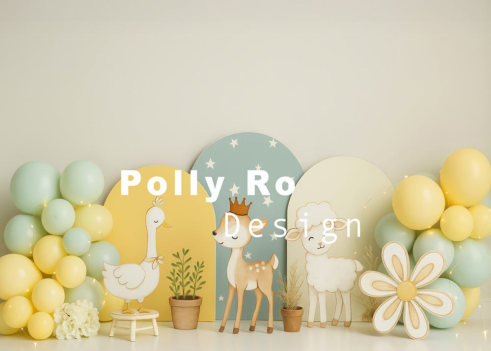 Avezano Animal Arch and Balloon Photography Backdrop Designed By Polly Ro Design