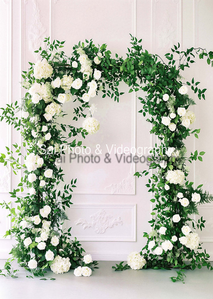 Toile de fond pour photographie d'arche et de fleurs roses d'Avezano conçue par Sai photo & videography