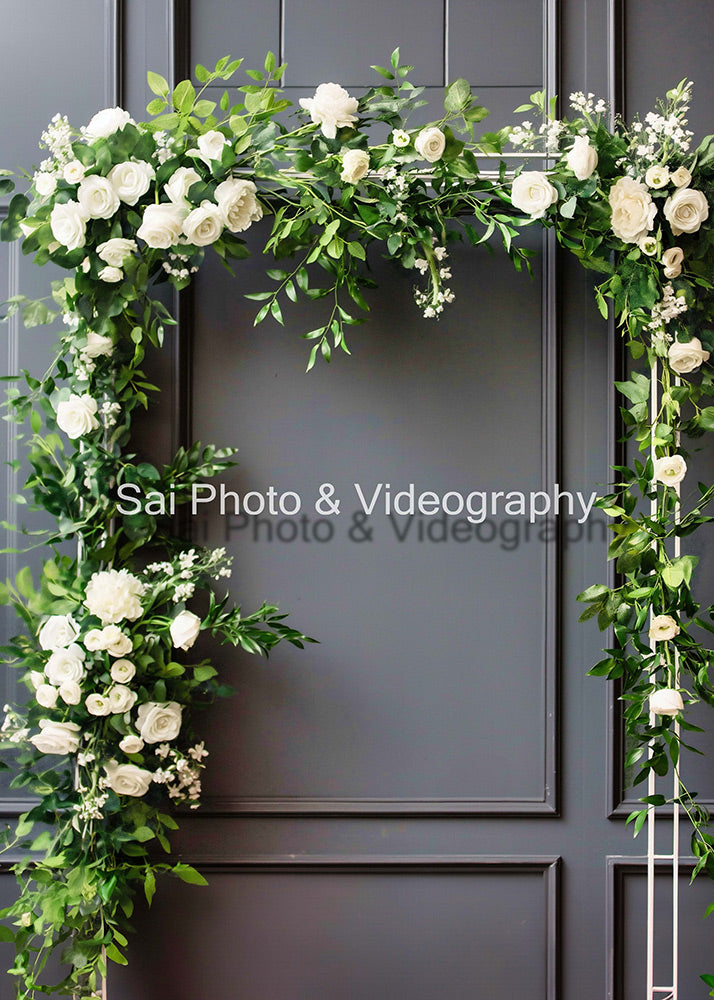 Avezano Gray Wall and Floral Arch Wedding Backdrop Designed By Sai photo & videography