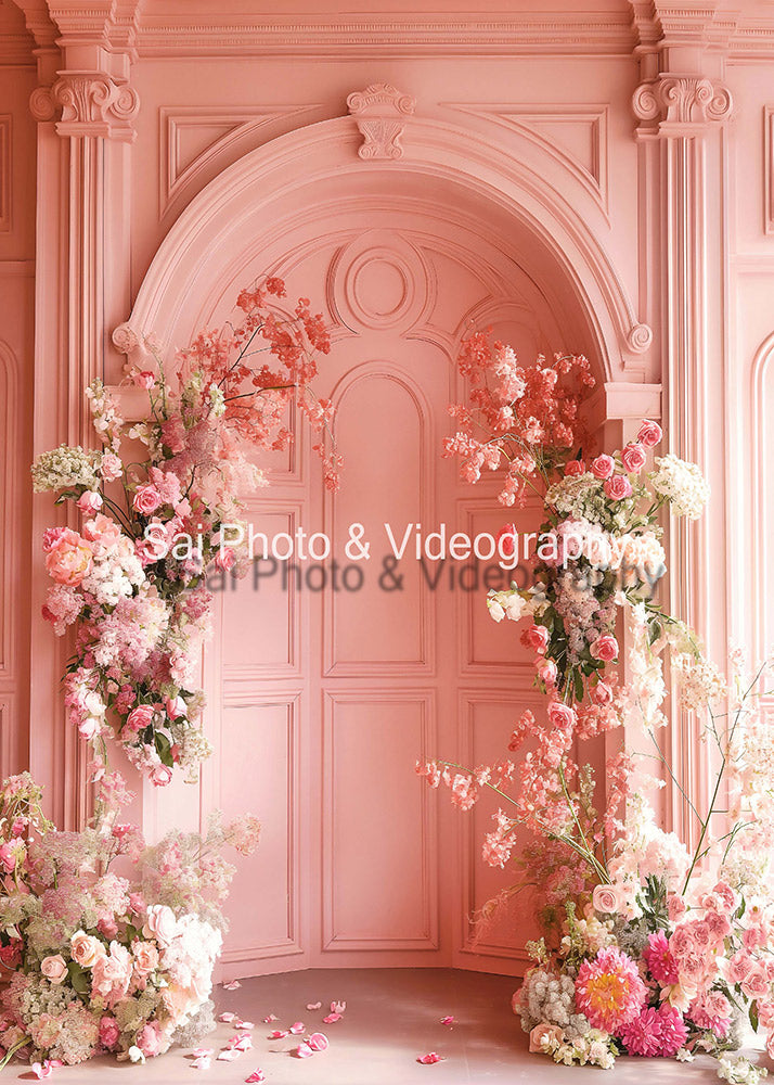 Avezano Pink Arch and Flowers Boho Backdrop Designed By Sai photo & videography