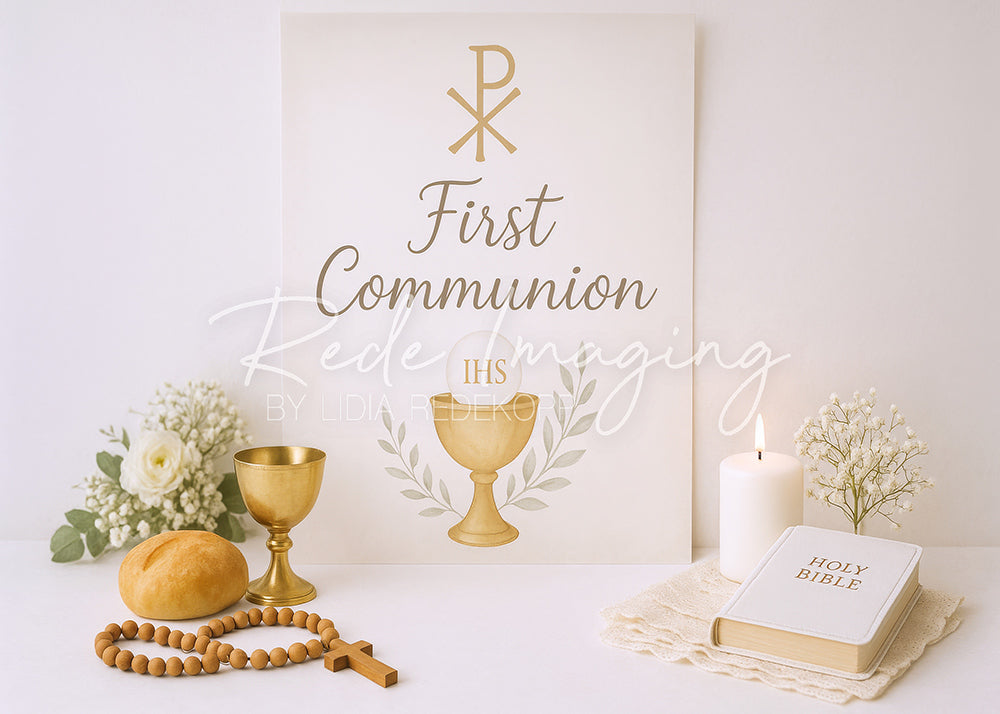 Avezano First Communion Sacred Photography Backdrop Designed By Lidia Redekopp