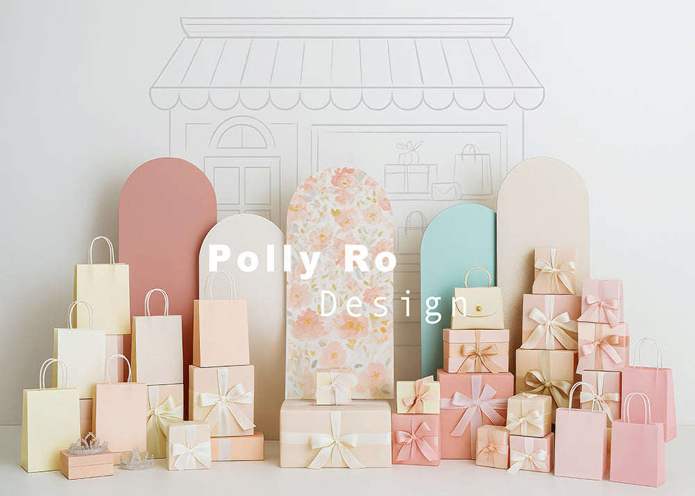 Avezano Shopping Themed Arch Photography Backdrop Designed By Polly Ro Design