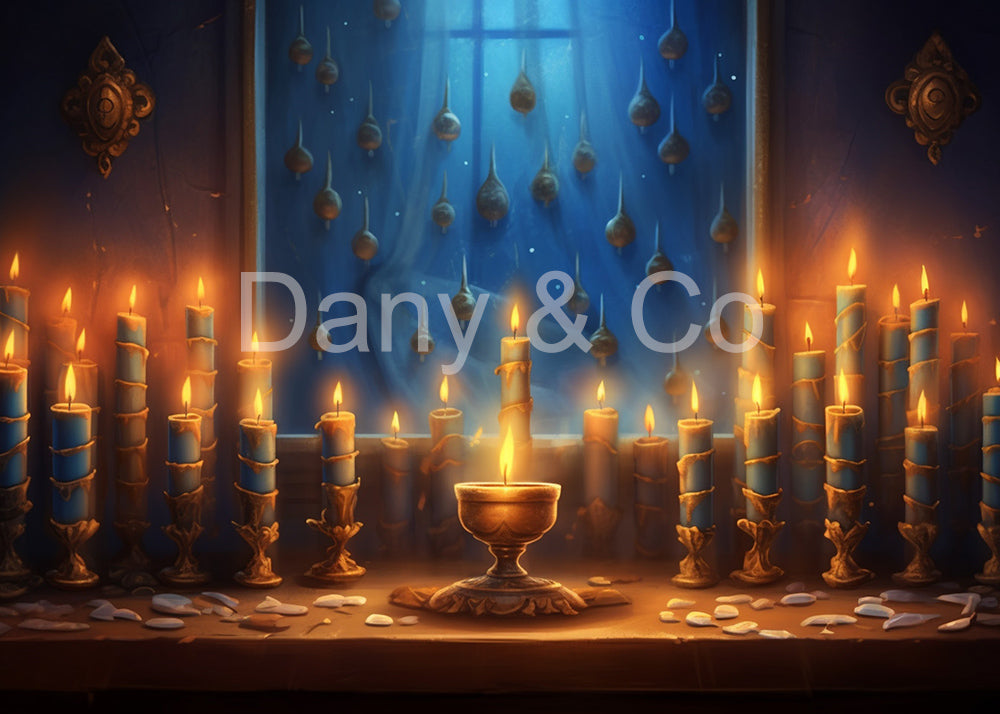 Avezano Candlelit Blue Window Backdrop Designed By Danyelle Pinnington