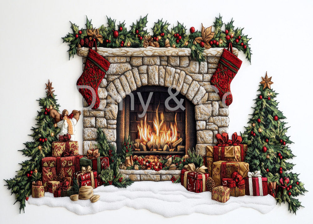 Avezano Christmas Fireplace Scene Backdrop Designed By Danyelle Pinnin