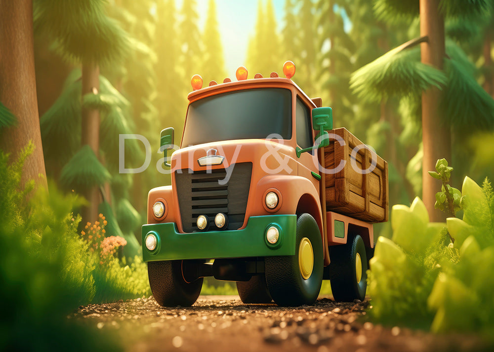 Avezano Cartoon Truck in Forest Backdrop Designed By Danyelle Pinnington