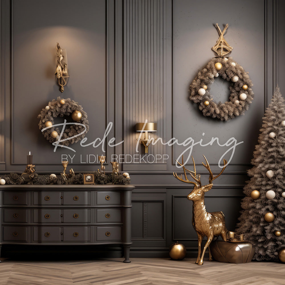 Avezano Luxury Christmas Wreath Photography Backdrop Designed By Lidia Redekopp