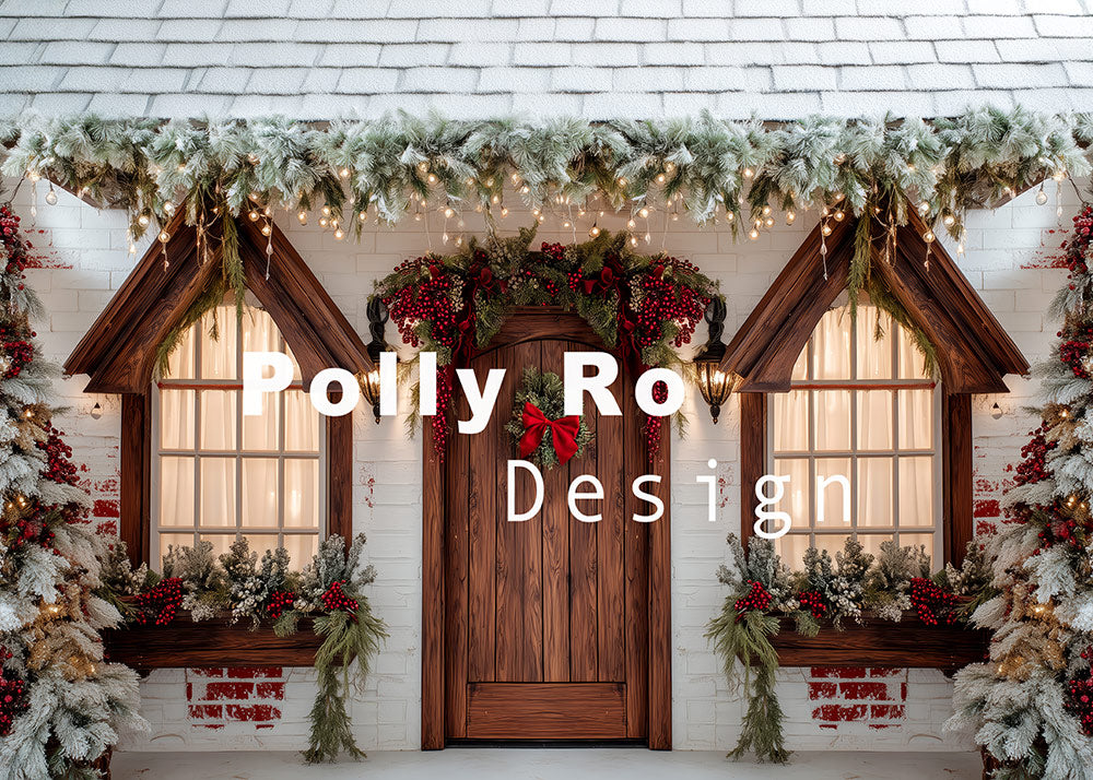 Avezano Christmas Cottage Photography Backdrop Designed By Polly Ro De