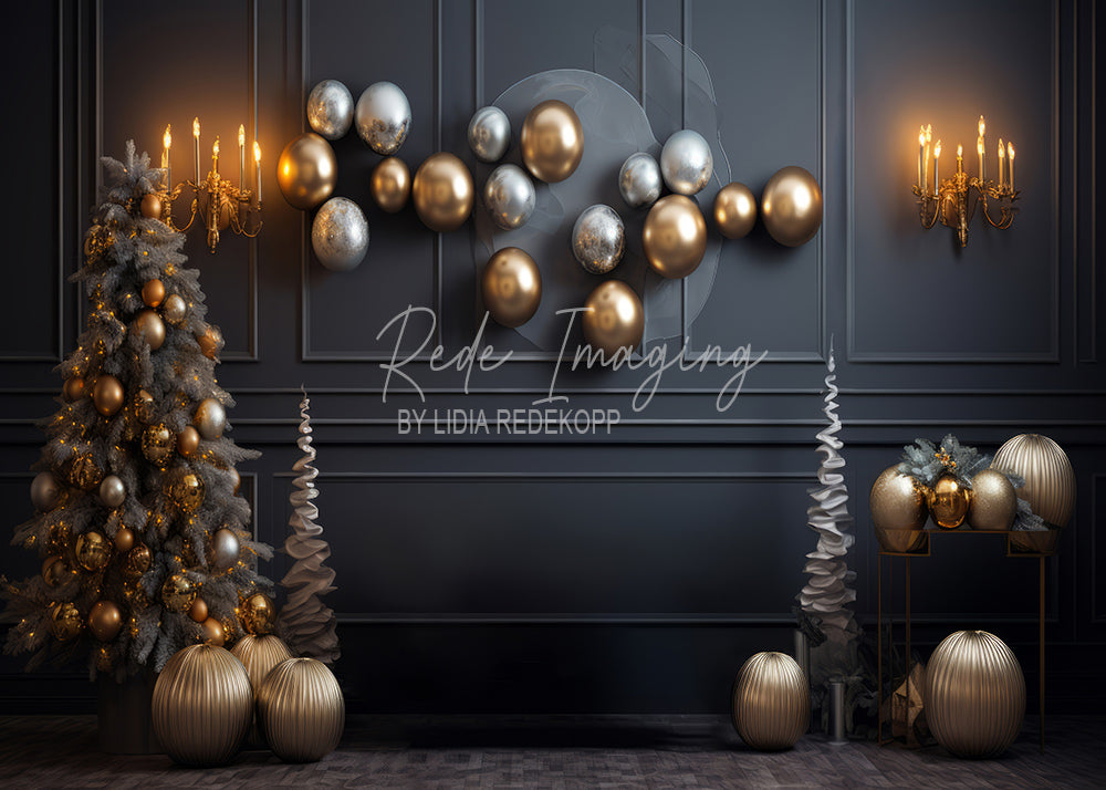 Avezano Luxe Gold and Silver Ball Photography Backdrop Designed By Lidia Redekopp