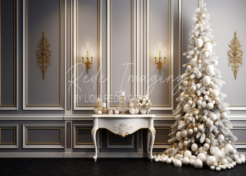 Avezano Luxe White Christmas Tree Photography Backdrop Designed By Lidia Redekopp