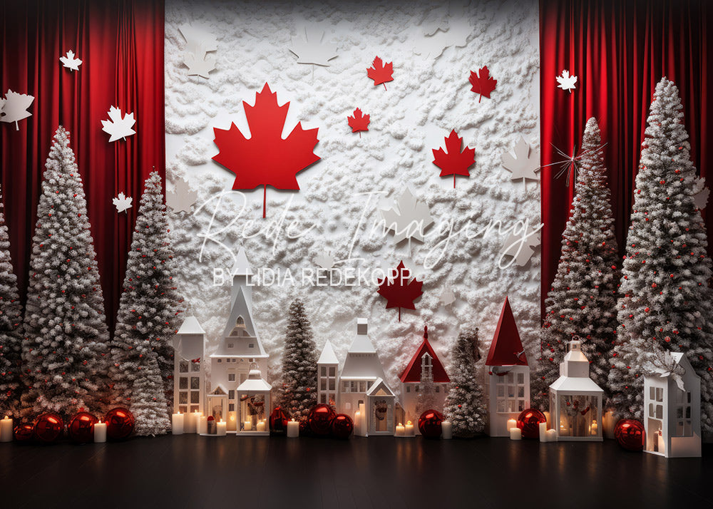 Avezano Canadian Maple Leaf Christmas Photography Backdrop Designed By Lidia Redekopp