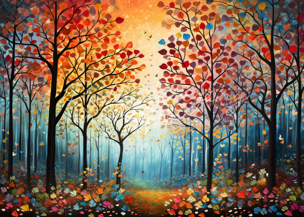 Avezano Colorful Autumn Forest Canopy Backdrop Designed By Lidia Redekopp