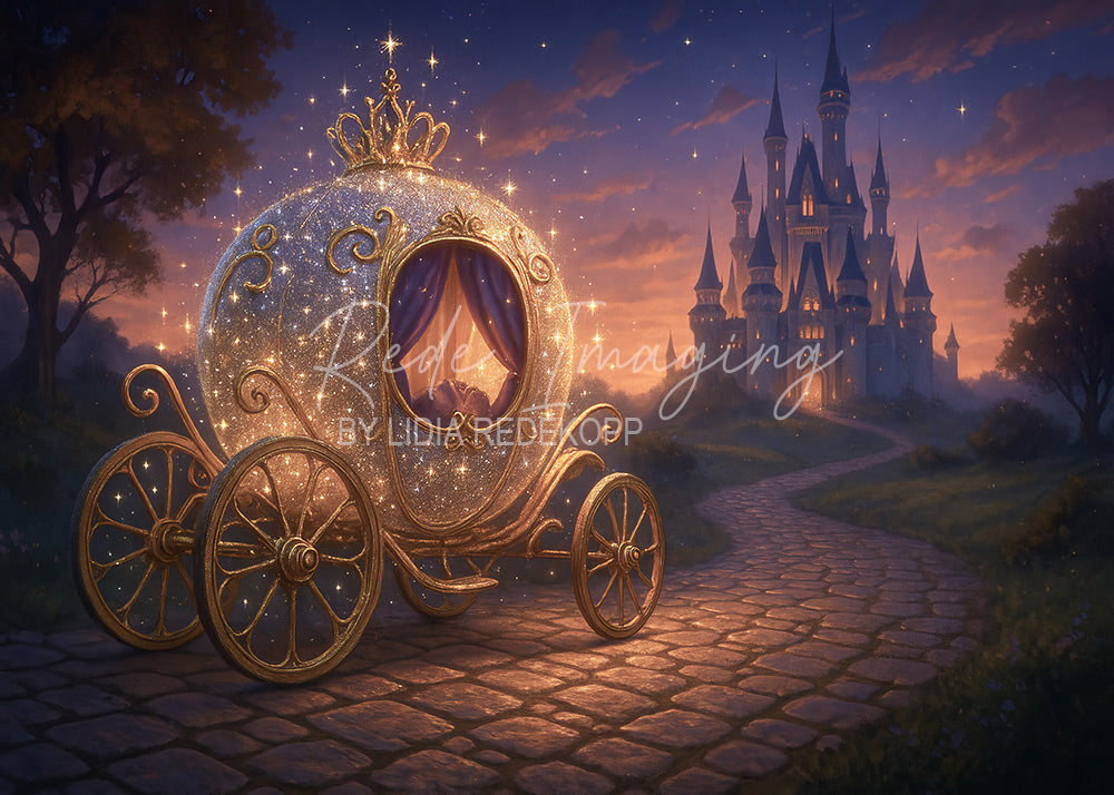 Avezano Glittering Carriage Castle Twilight Backdrop Designed By Lidia Redekopp