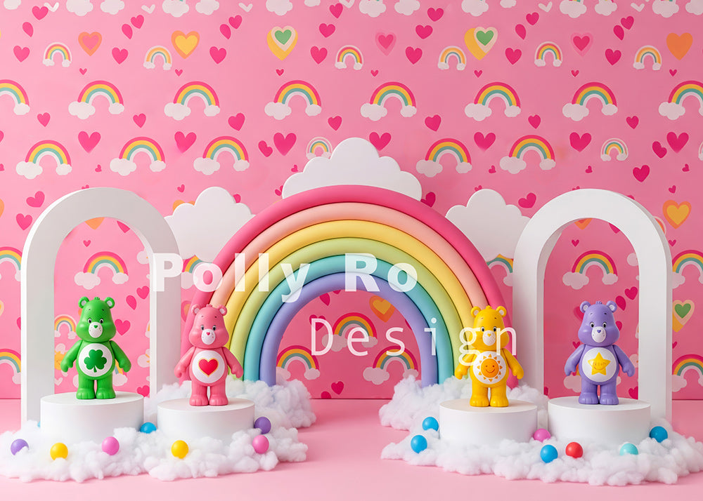 Avezano Rainbow and Bear Theme Photography Backdrop Designed By Polly Ro Design
