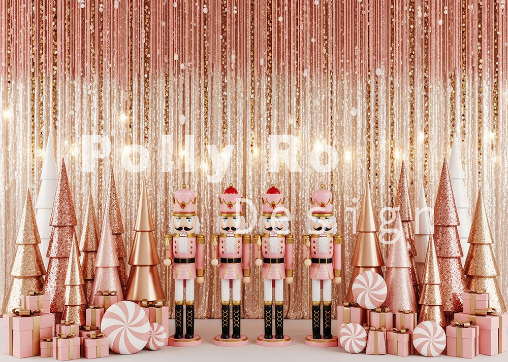 Avezano Pink Nutcracker Christmas Photography Backdrop Designed By Polly Ro Design