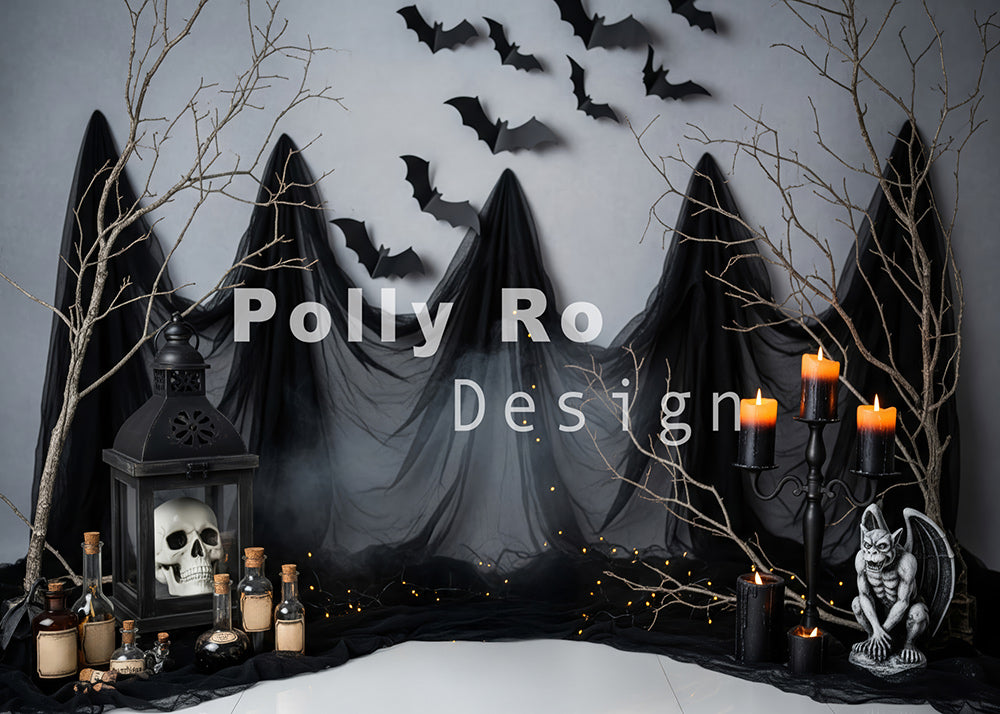 Avezano Gothic Bat Skull Potion Backdrop Designed By Polly Ro Design