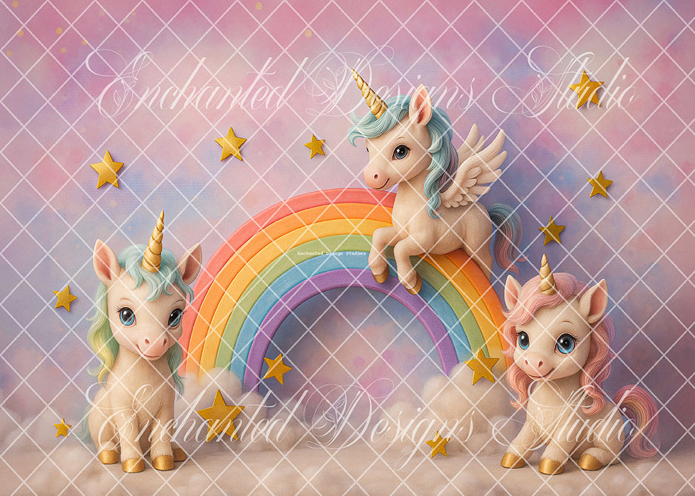 Avezano Unicorn Rainbow Star Backdrop Designed By Enchanted Design Studio
