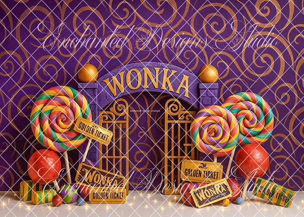 Avezano Wonka Candy Lollipop Backdrop Designed By Enchanted Design Studio