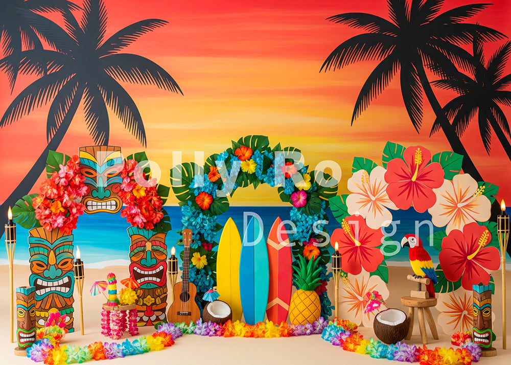 Avezano Hawaiian Sunset Beach Backdrop Designed By Polly Ro Design