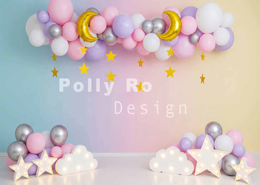 Avezano Pastel Moon Star Cloud Backdrop Designed By Polly Ro Design