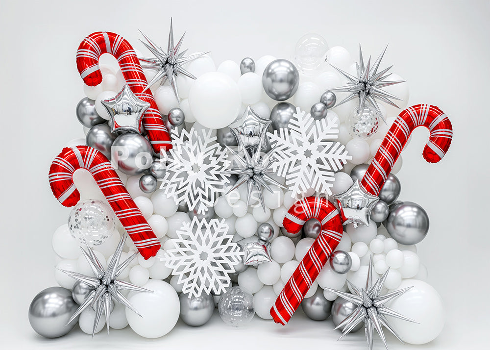 Avezano Christmas Candy Cane Snowflake Backdrop Designed By Polly Ro Design