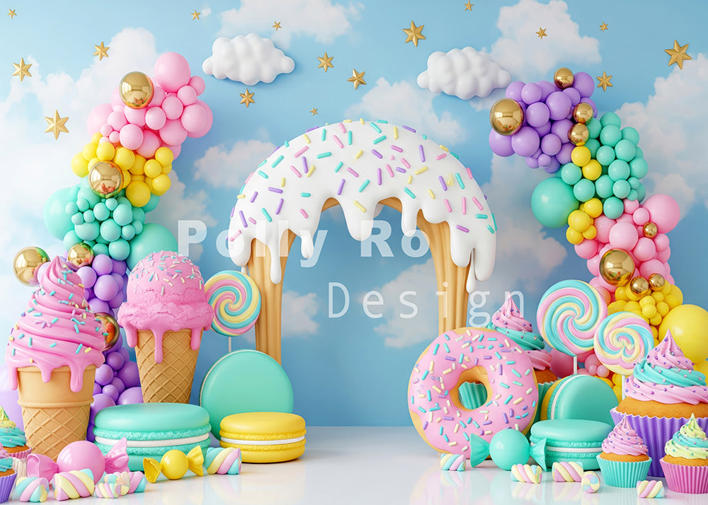 Avezano Rainbow Sweet Treats Arch Backdrop Designed By Polly Ro Design