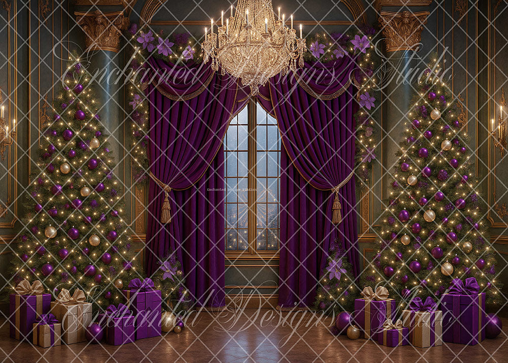Avezano Purple Elegant Christmas Backdrop Designed By Enchanted Design Studio