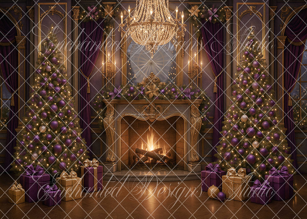 Avezano Purple Christmas Fireplace Backdrop Designed By Enchanted Desi