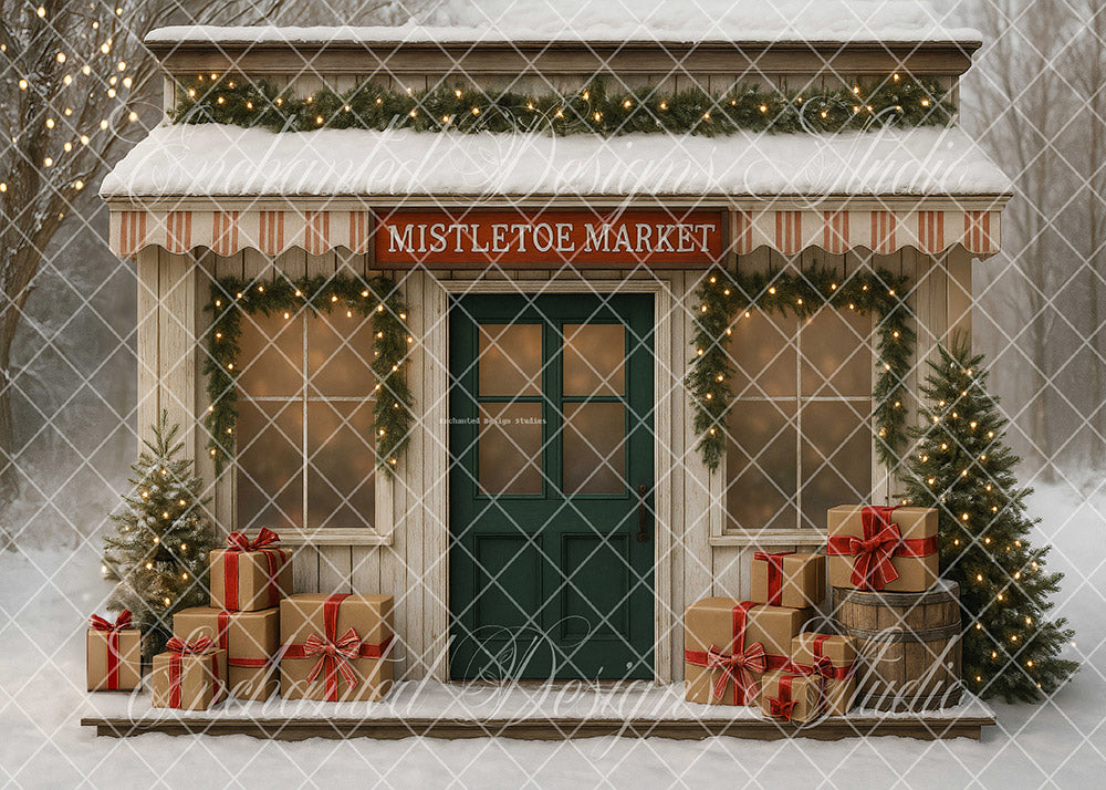 Avezano Christmas Mistletoe Market Backdrop Designed By Enchanted Design Studio