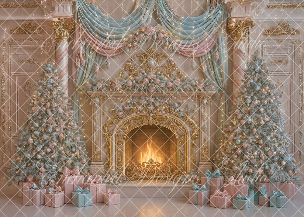 Avezano Elegant Fireplace Christmas Backdrop Designed By Enchanted Design Studio