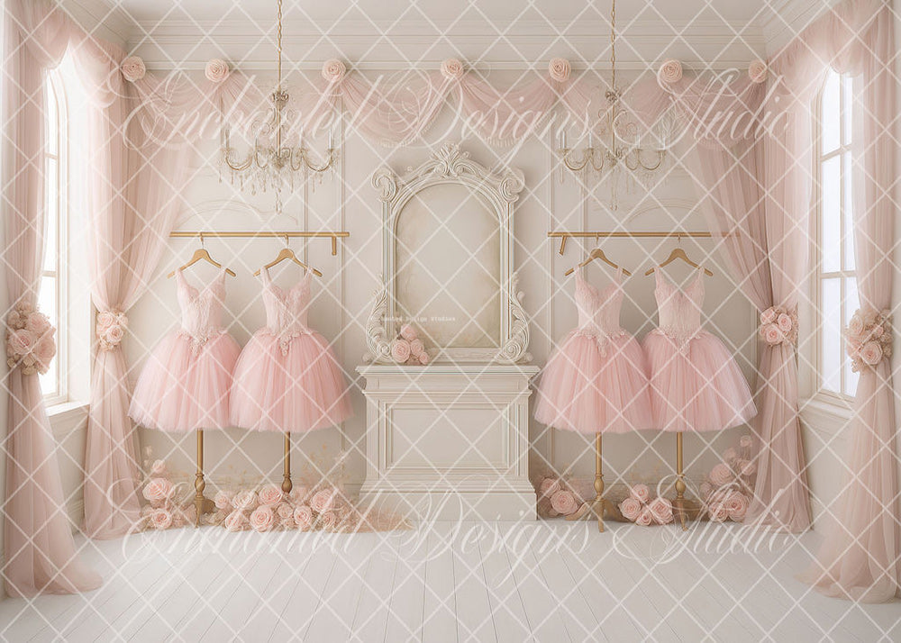 Avezano Pink Ballet Dress Room Backdrop Designed By Enchanted Design Studio