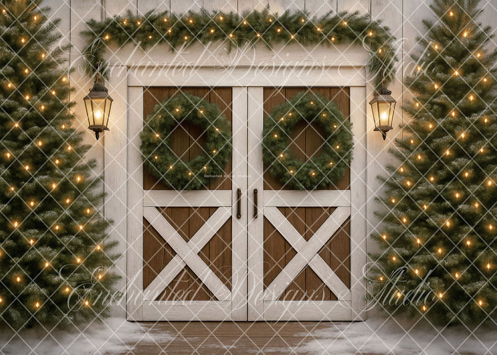 Avezano Christmas Wooden Barn Door Backdrop Designed By Enchanted Design Studio