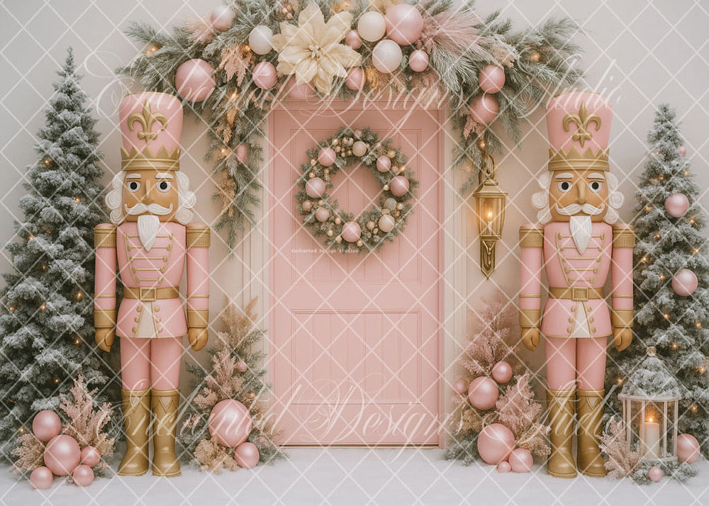 Avezano Pink Nutcracker Christmas Door Backdrop Designed By Enchanted