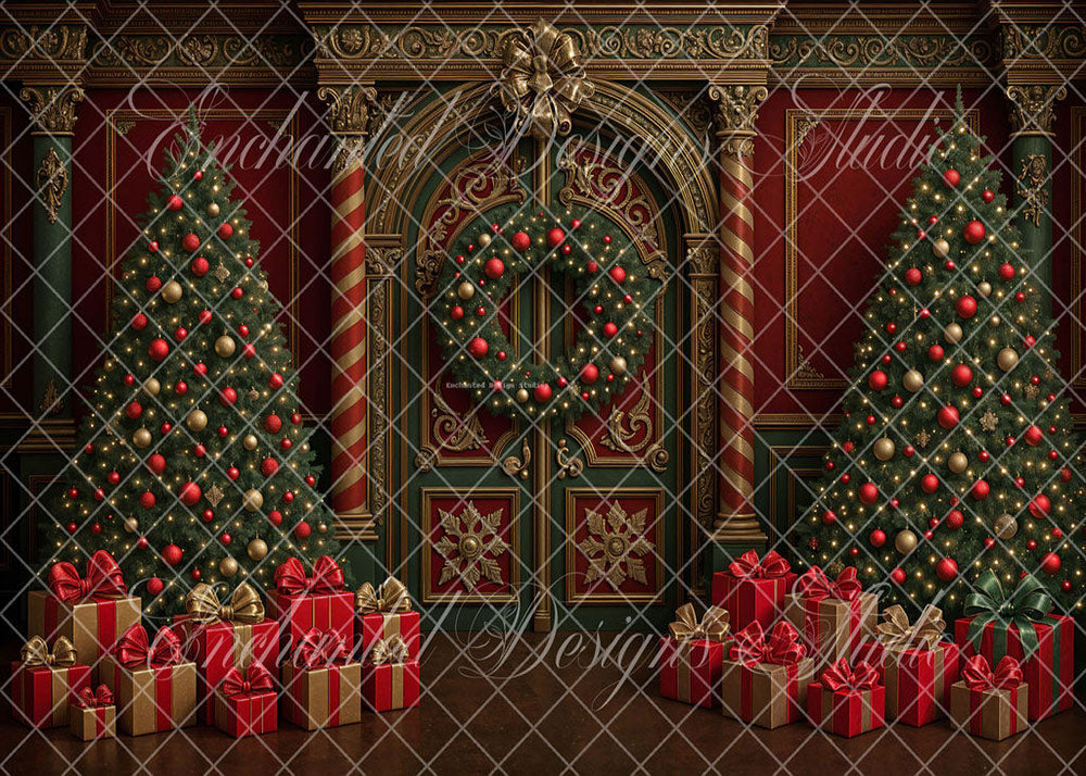 Avezano Exquisite Christmas Trees and Gifts Backdrop Designed By Encha