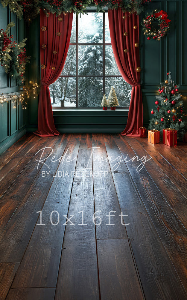 Avezano Christmas Snowy Window Photography Backdrop Designed By Lidia Redekopp