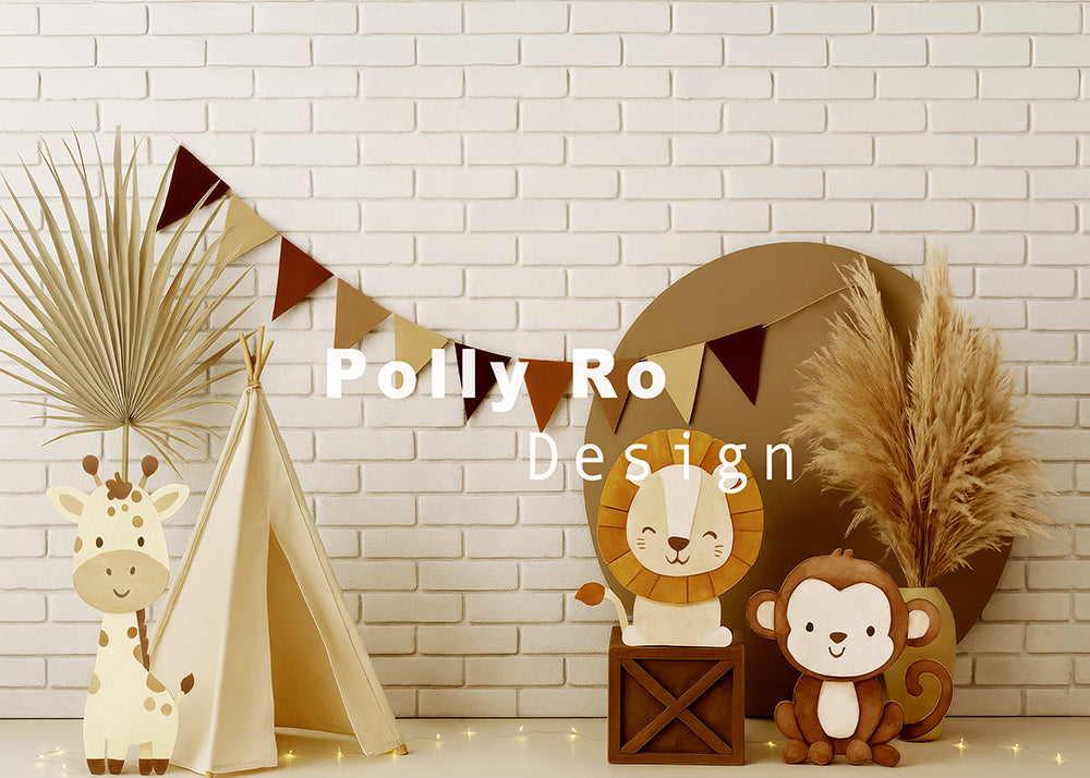 Avezano Safari Animal and Teepee Backdrop Designed By Polly Ro Design