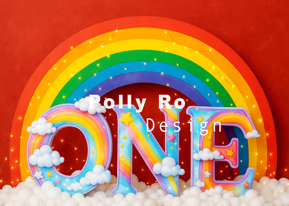 Avezano Rainbow and ONE Birthday Cakesmash Backdrop Designed By Polly Ro Design