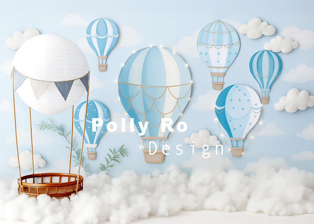Avezano Hot Air Balloon and Cloud Backdrop Designed By Polly Ro Design