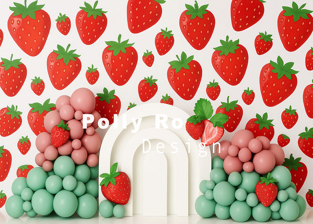 Avezano Strawberry Themed Backdrop Designed By Polly Ro Design