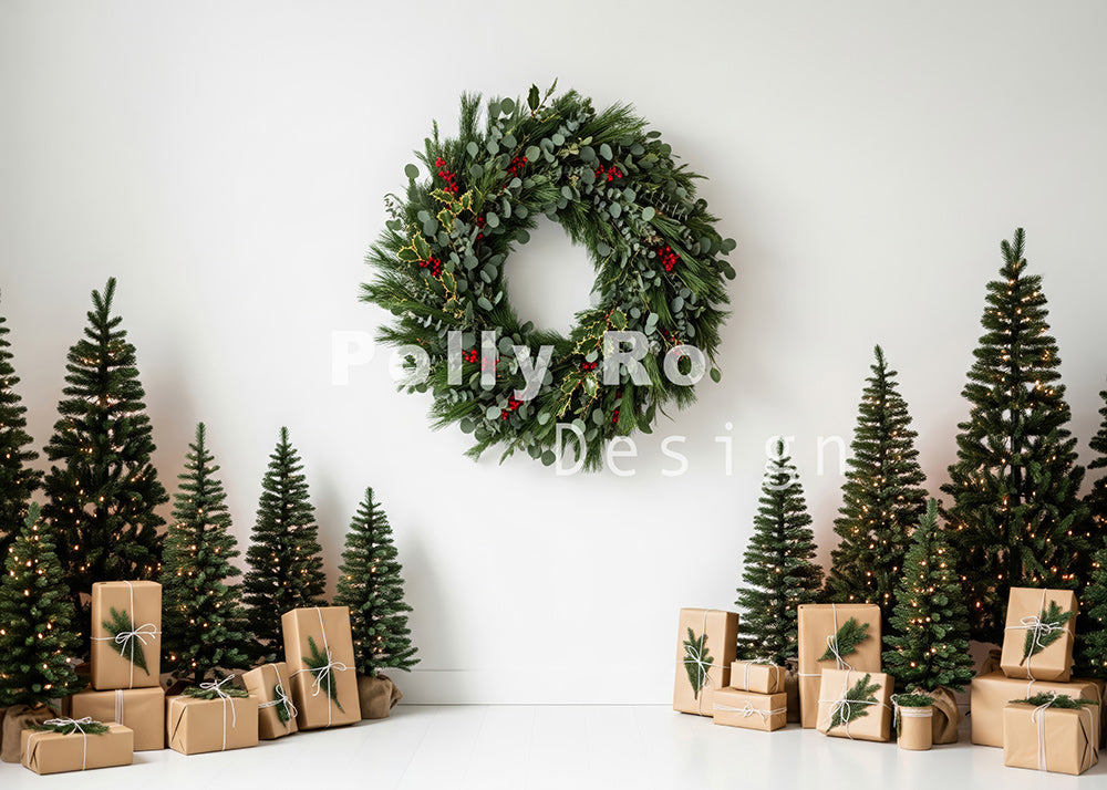 Avezano Christmas Wreath and Tree Backdrop Designed By Polly Ro Design