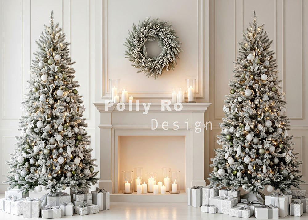 Avezano White Christmas Fireplace Christmas Backdrop Designed By Polly