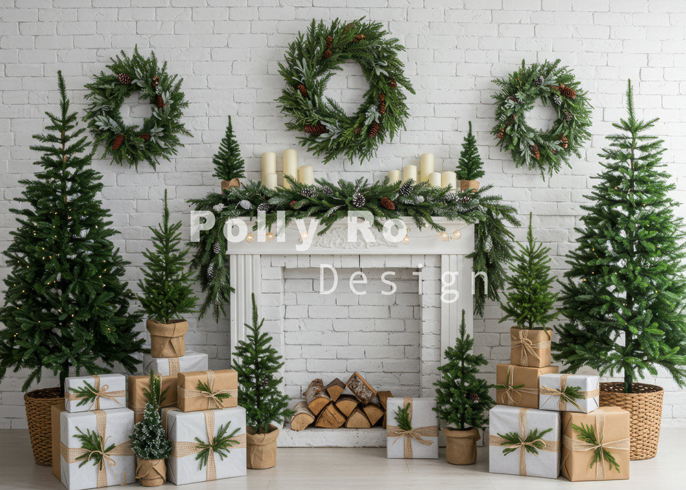 Avezano White Brick Christmas Fireplace Backdrop Designed By Polly Ro