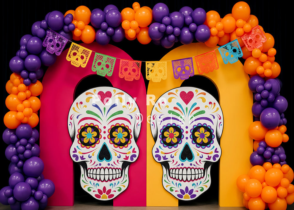 Avezano Day of the Dead Sugar Skull Backdrop Designed By Polly Ro Design