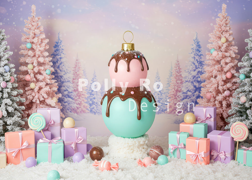 Avezano Pastel Christmas Ornament Backdrop Designed By Polly Ro Design