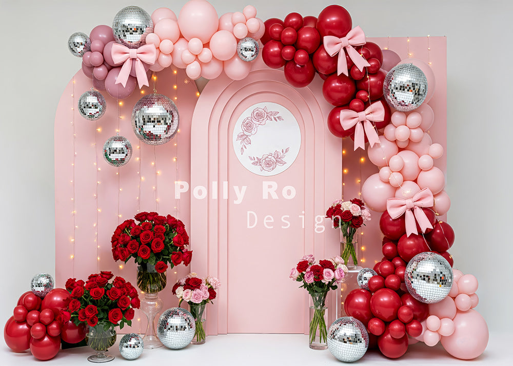 Avezano Disco Ball Valentine's Day Backdrop Designed By Polly Ro Design