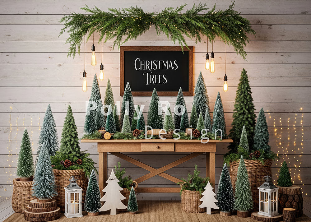 Avezano Christmas Green Tree Shop Backdrop Designed By Polly Ro Design